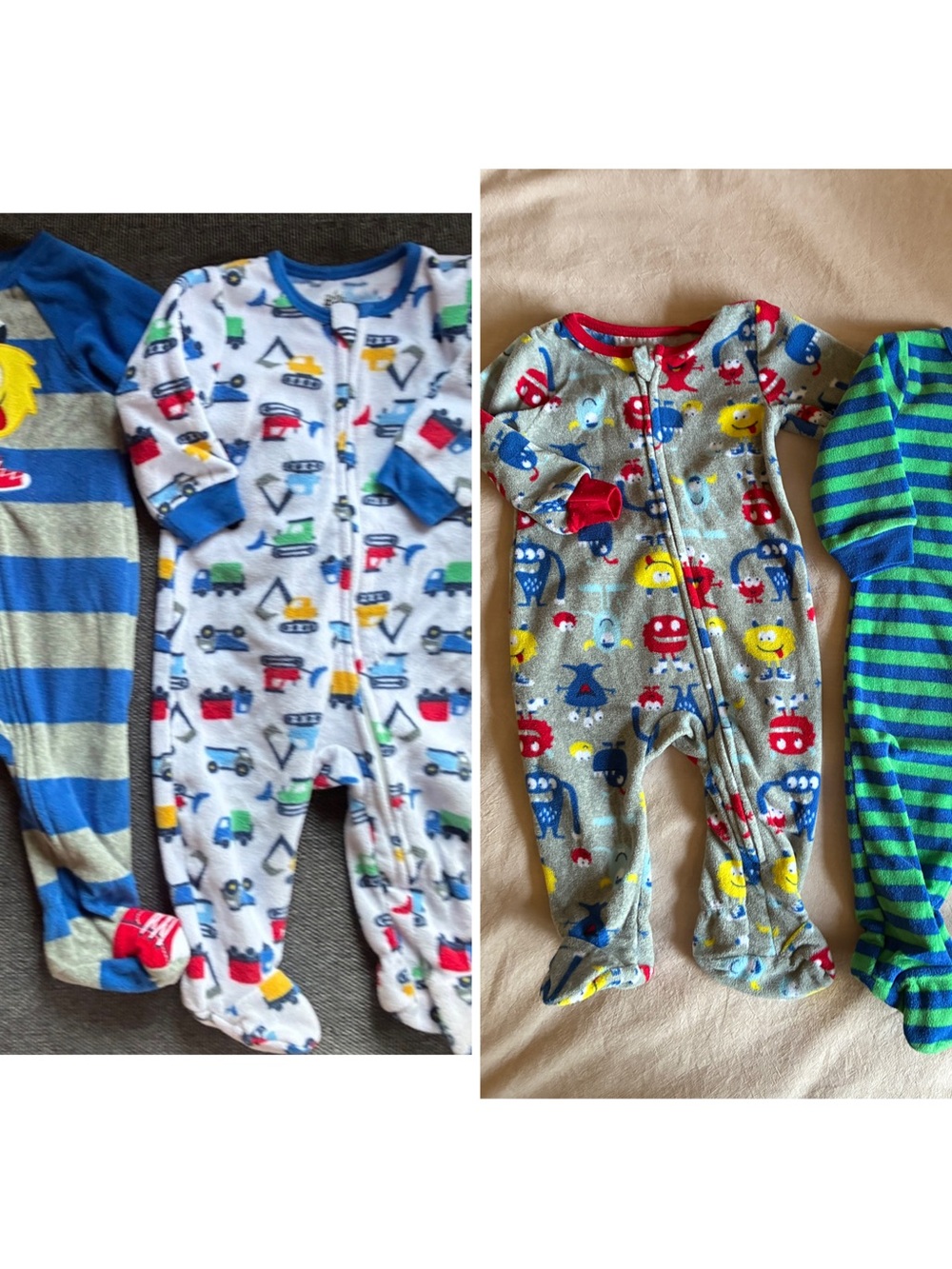NWOT Baby Boy Fleece Footie Sleeper One Piece Bundle. 6M
